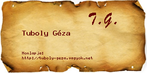 Tuboly Géza névjegykártya